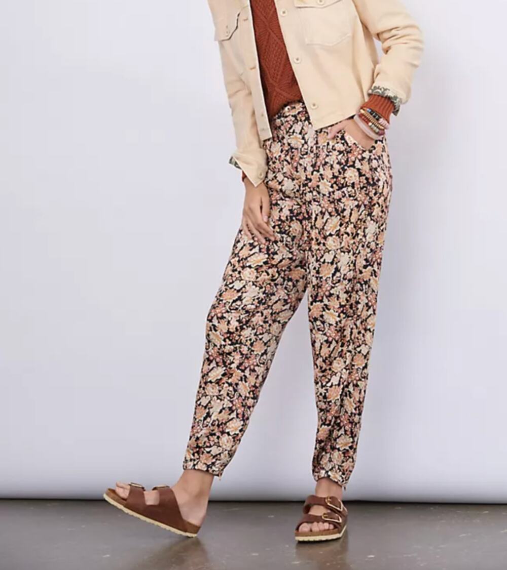 Anthropologie Diandra Multi Jogger Pants Floral Pleated High-Rise Ankle Zip Sz 0
